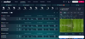 Live-Wettmärkte mit Spielständen und Quoten bei Novibet